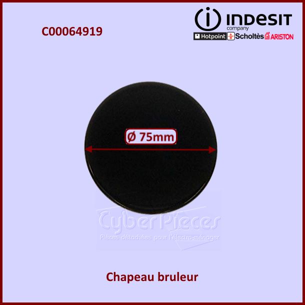 Chapeau brûleur semi rapide Indesit C00064919 - Pièces table de cui...