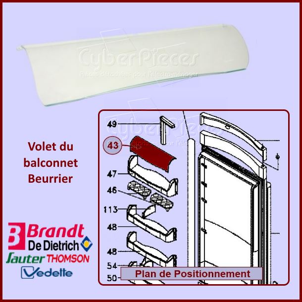 Couvercle de Balconnet Brandt F98H002E9 - Pièces réfrigérateur & co...