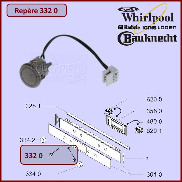 Touche chassis Minerva Whirlpool 480121101591 - Pièces four