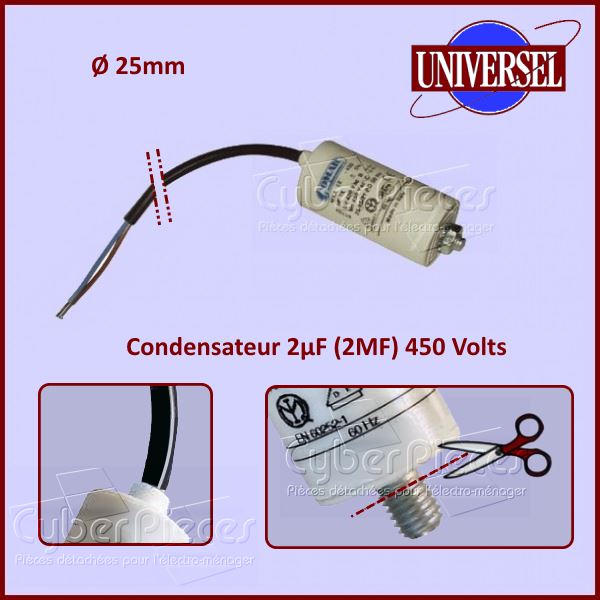 Condensateur 2µF 450V à fils