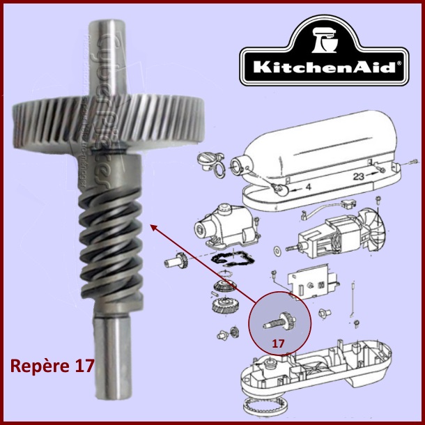 Roue Dentée Vis sans fin KITCHENAID 9709231 - Pièces robot pâtissie...