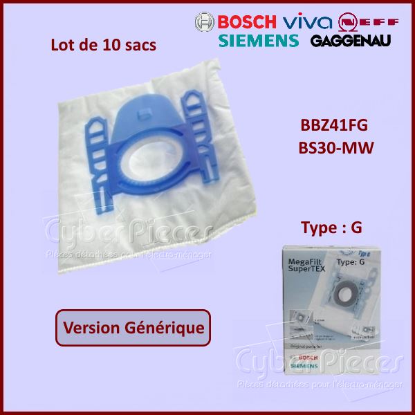 10 Sacs aspirateur BBZ41FG de Type G - Adaptable - Pièces aspirateur