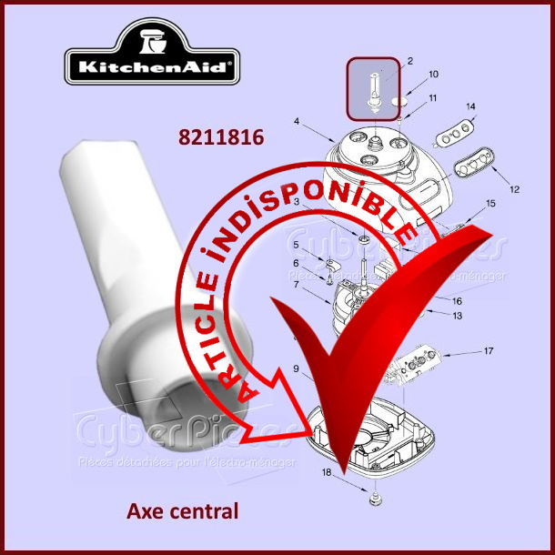 Axe central Kitchenaid 8211816 - Pièces robot ménager