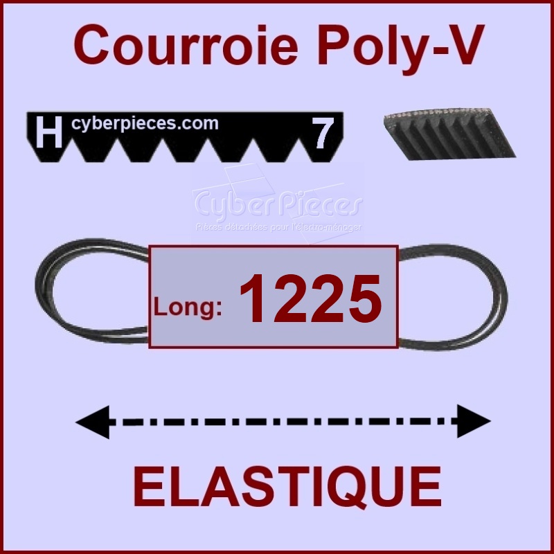 Courroie 1225H7 - EL- élastique -  Pièces machine à laver