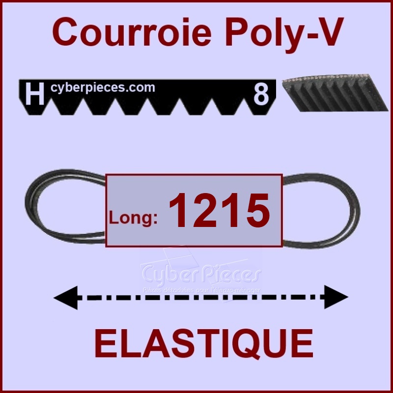 Courroie 1215H8 - EL- élastique -  Pièces machine à laver
