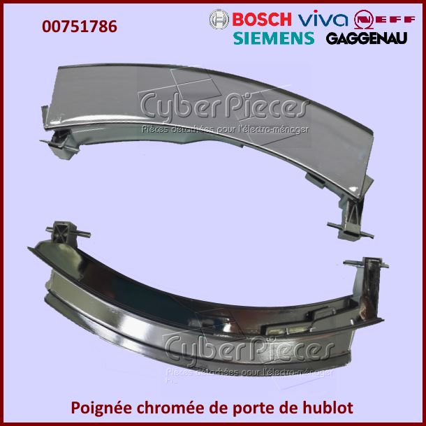 Poignée chromee Bosch 00751786 -  Pièces machine à laver