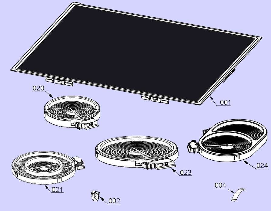 Dessus en Verre avec Encadrement HK854080XB - Pièces table de cuisson