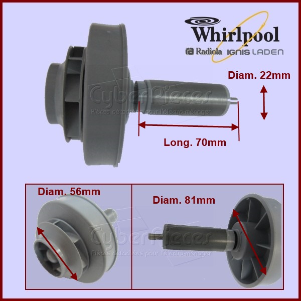 Axe Rotor aimantÃ© pour Whirlpool 480140103009 - PiÃ¨ces lave-vaisselle
