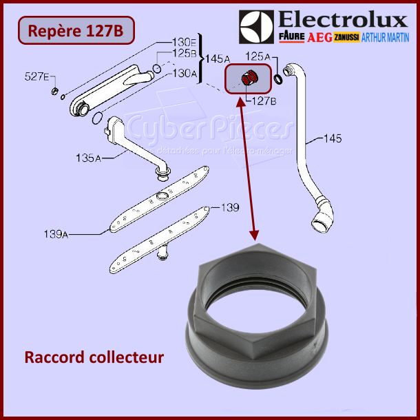 Raccord collecteur Electrolux 1523118204 - Pièces lave-vaisselle