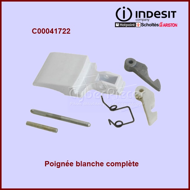 Poignée blanche complète Indesit C00041722 -  Pièces machine à laver