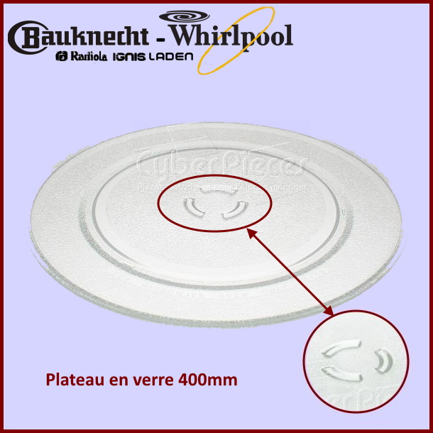 Plateau en verre 400mm Whirlpool 481246678426