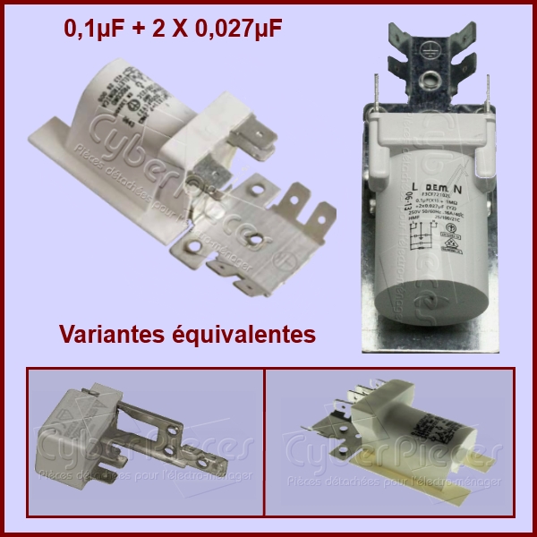 Condensateur antiparasite 0,1ÂµF+2x0,027ÂµF (0,1mF+2x0,027mF) 250V - ...