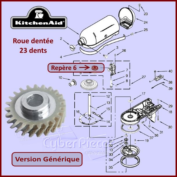 Roue Dentée 23 dents Kitchenaid W10112253