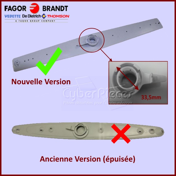 Bras moulinet supérieur Brandt AS6022292 - Pièces lave-vaisselle