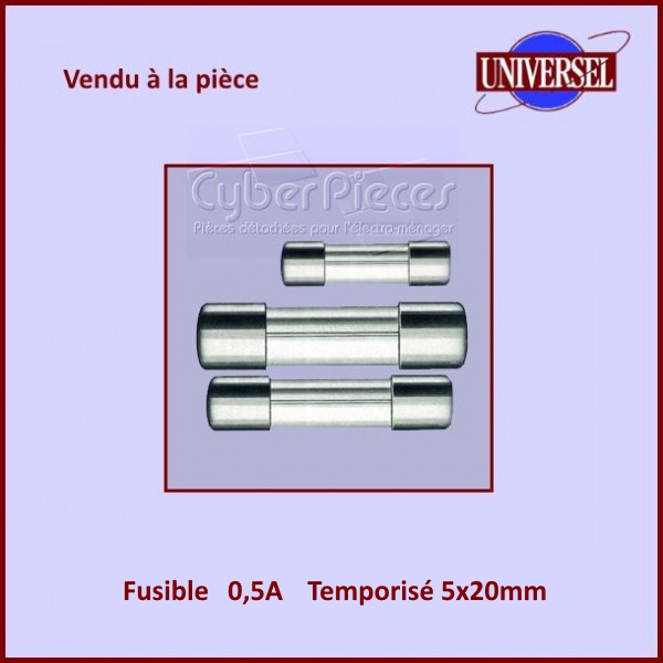Fusible 0,5A Temporisé 5x20mm en verre