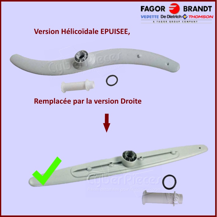 Bras de lavage inférieur + moyeu et joint Brandt 32X2211 - Pièces l...