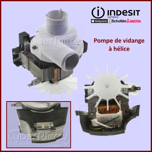Pompe de vidange a helice INDESIT C00027882 -  Pièces machine à laver