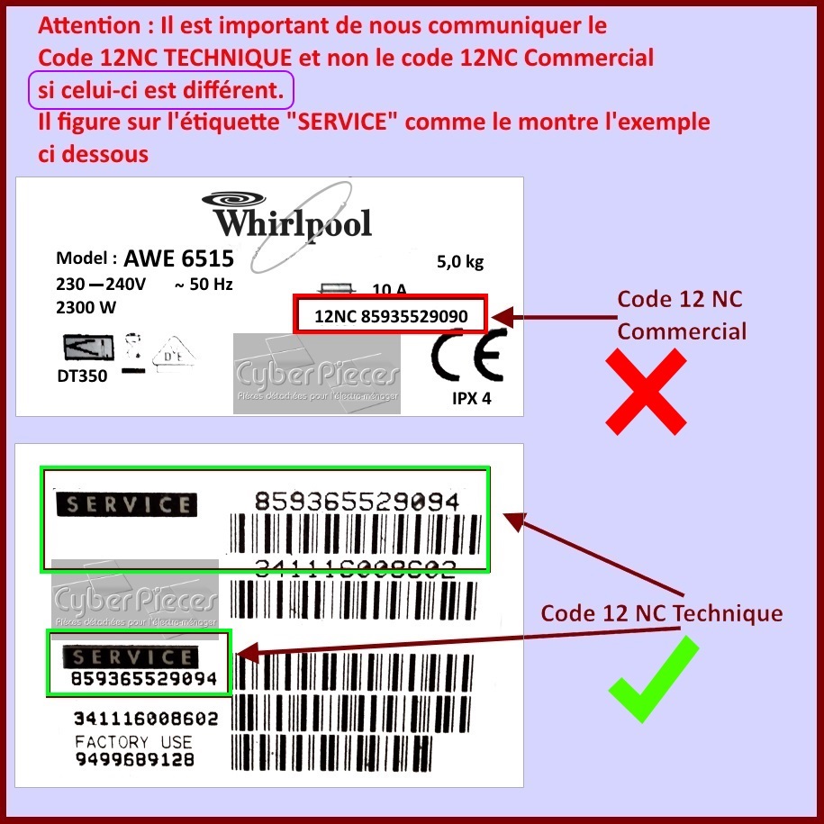 Carte électronique lave linge Whirlpool Module programme 481010560052