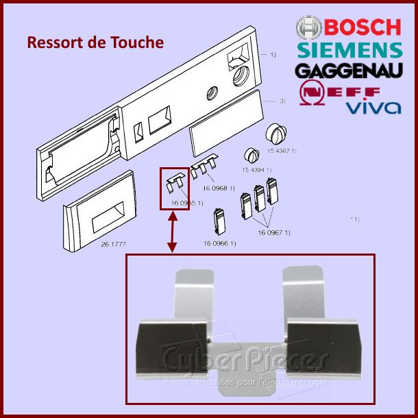 Ressort 2 Touches Bosch 00160965 -  PiÃ¨ces machine Ã  laver