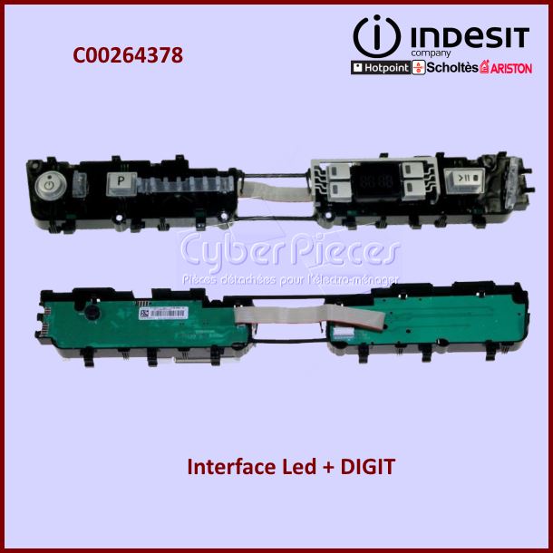 Interface LED + DIGIT Indesit C00264378 - PiÃÂ¨ces lave-vaisselle