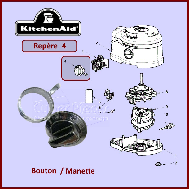 Bouton Manette Kitchenaid W10597641