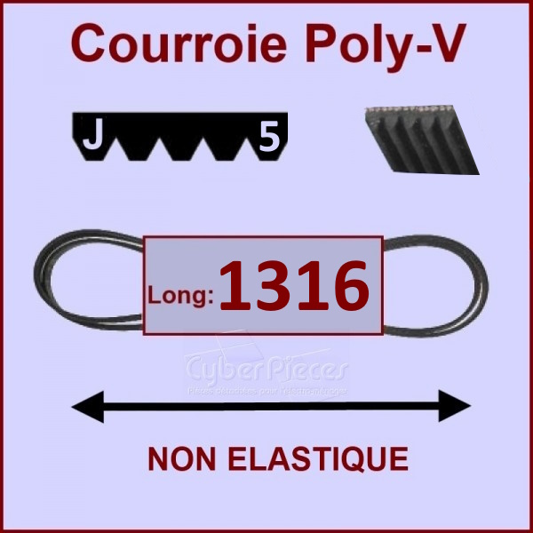 Courroie 1316J5 non élastique