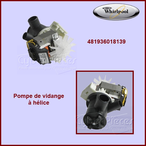 Pompe de vidange Whirlpool 481936018139 -  Pièces machine à laver