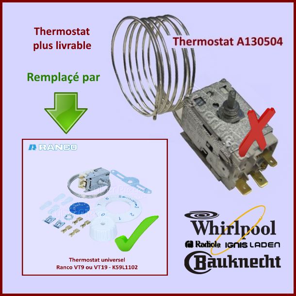 Thermostat A13-0504 Whirlpool 481927129103 - Pièces réfrigérateur &...