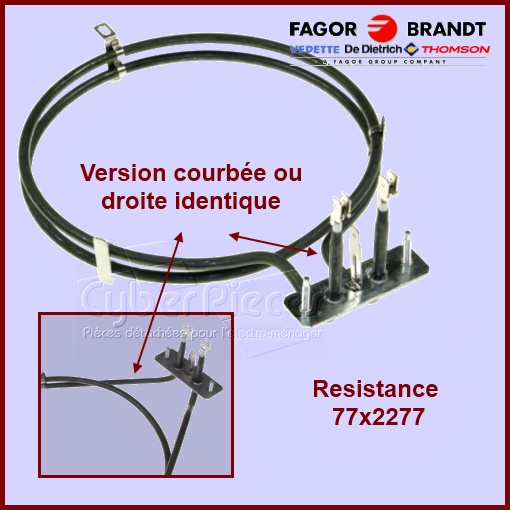 Résistance Circulaire 2000W Brandt 77X2277 - Pièces four