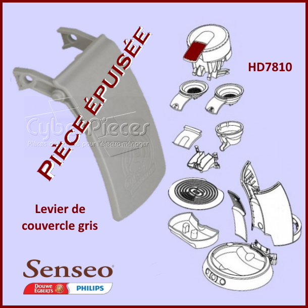 Levier de couvercle gris HD7810 Senseo 422224739110
