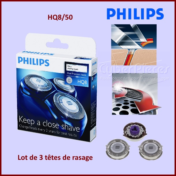 Tête de rasoir PHILIPS HQ8/40 - HQ8/50 - Pièces hygiène