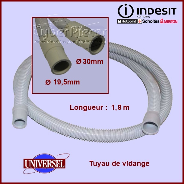 Tuyau de vidange droit - C00023860 - PiÃ¨ces lave-vaisselle