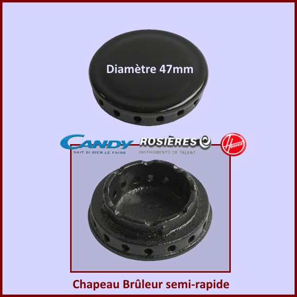 Chapeau Brûleur Semi Rapide Candy 93531440 - Pièces table de cuisson