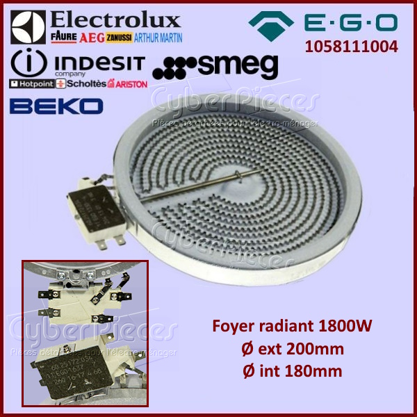 Foyer radiant 200mm - 1800w EGO 1058111004 - Pièces table de cuisson