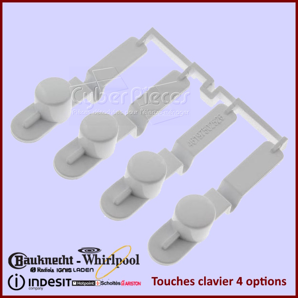 Boutons clavier 4 options 46197502526 Whirlpool 481241029501