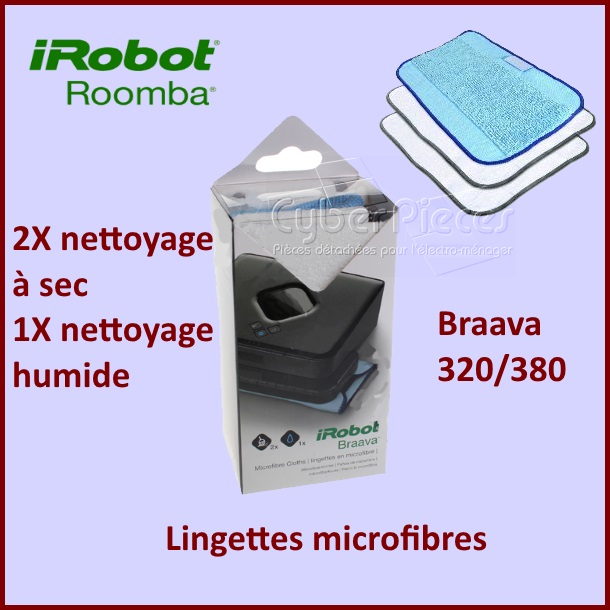 Lot de 3 lingettes microfibres (BRAAVA 320 / 380) - Pièces aspirateur