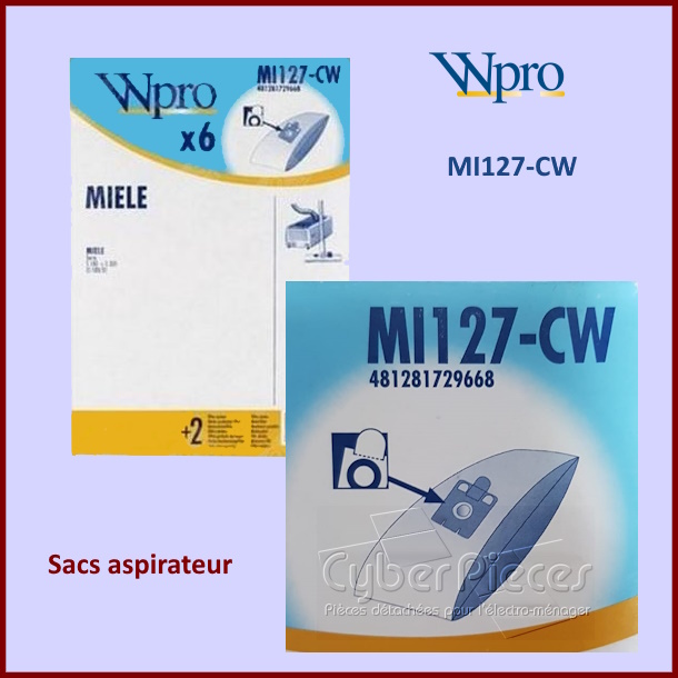 Lot de 6 Sacs aspirateur S20 / MI127-CW Type D Miele 0485422