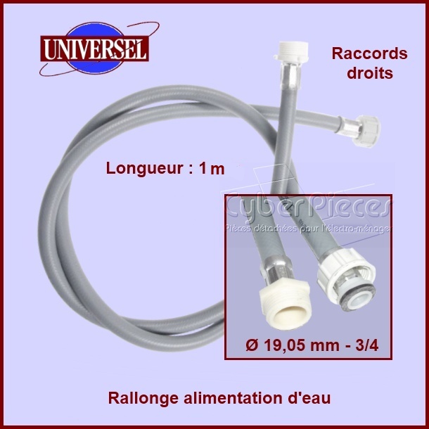 Tuyau d'alimentation d'eau 1.m - droit - Pièces lave-vaisselle
