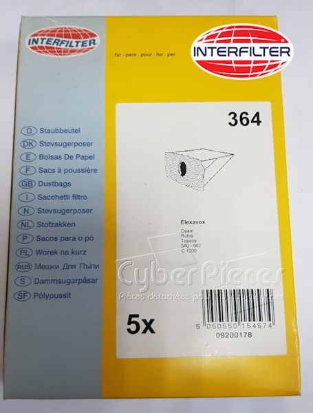 Lot de 5 Sacs aspirateur 364 - 09200178