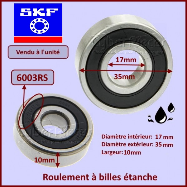 Roulement SKF 6003RS - 17x35x10mm - étanche