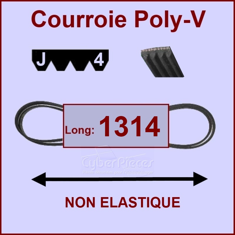 Courroie 1314J4 non élastique -  Pièces machine à laver