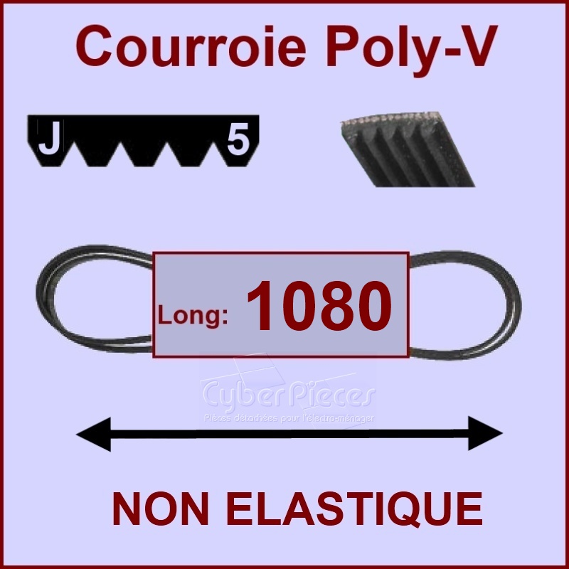 Courroie 1080J5 non élastique -  Pièces machine à laver