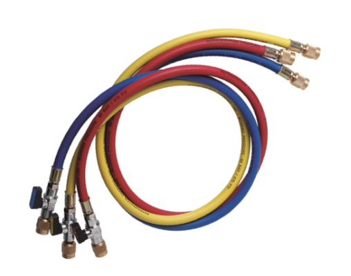 3 FLEXIBLES 1/4"+ROBINET L.150CM 3 COUL.(BLEU/JAUNE/ROUGE) R600/R13...