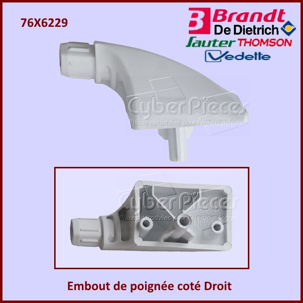 Embout de poignée coté Droit Brandt 76X6229 - Pièces four