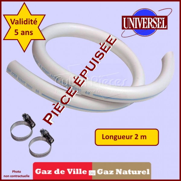 Tuyau Gaz naturel 2.00 m avec colliers ***Pièce épuisée***