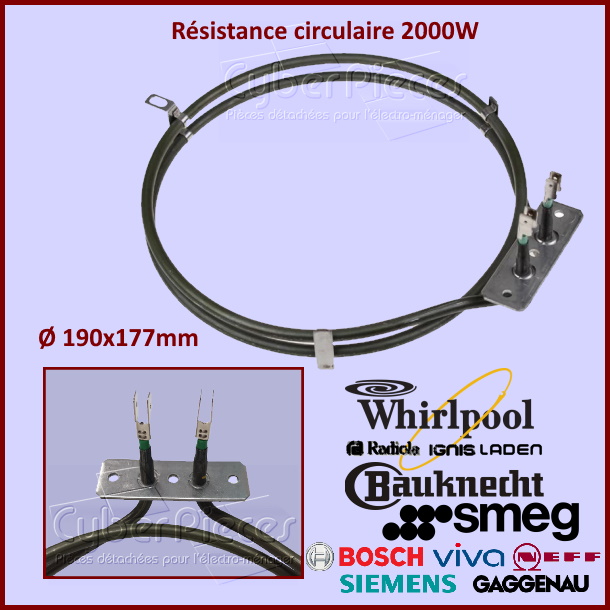 Résistance circulaire 2000W Whirlpool 480121101186 - Pièces four