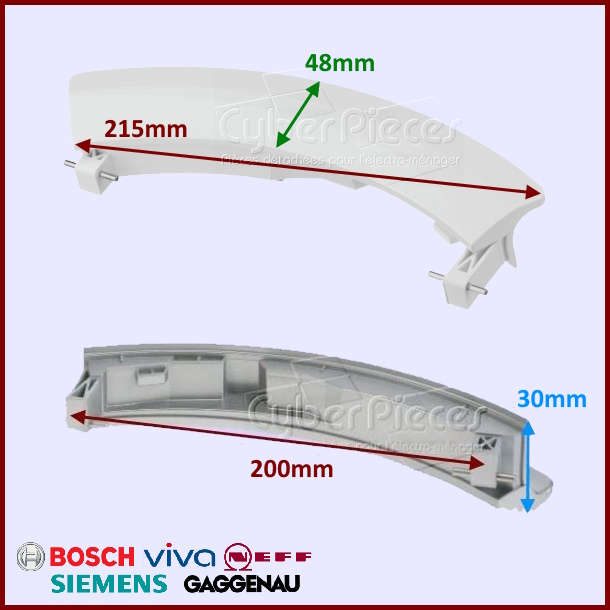Poignée de hublot BLANCHE Bosch 00751788
