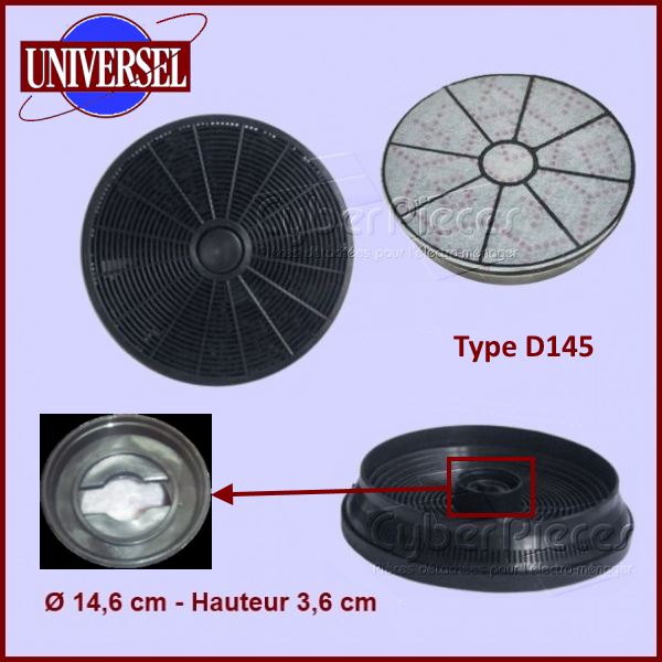 Filtres ÃÂ  charbon Type D145 (lot de 2) - PiÃÂ¨ces hotte