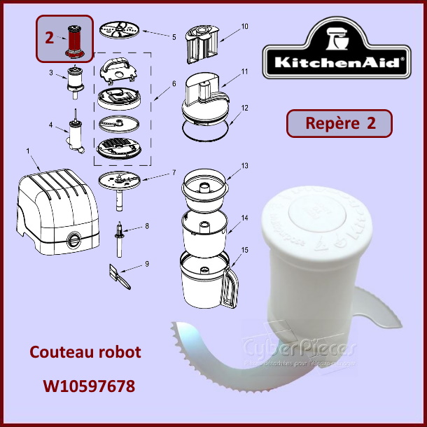 Couteau universel Kitchenaid W10597678 - Pièces robot ménager