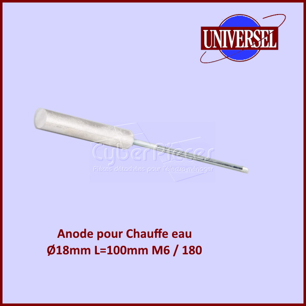 Anode de chauffe-eau 18X100/180mm  Diamètre 18mm - M6